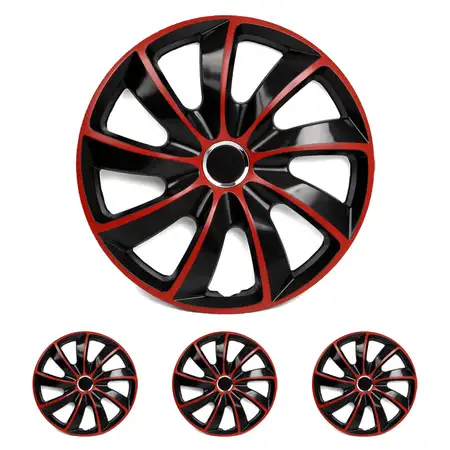 4x Radkappen Radblenden STIG EXTRA 16 Zoll SCHWARZ ROT