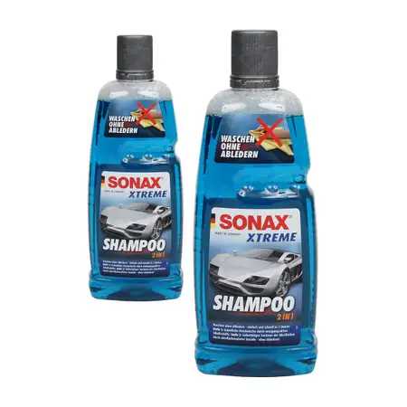 2x 1L 1 Liter SONAX Xtreme Shampoo 2 in 1 ohne Abledern Auto-Reiniger 215300
