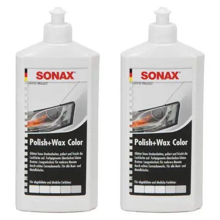 2x SONAX 207200 Autopolitur Lackpolitur POLISH &amp; WAX COLOR NANOPRO wei&szlig; 1 Liter