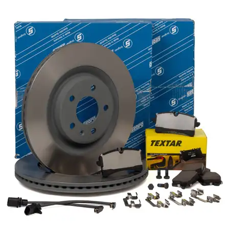 SEBRO Bremsscheiben + TEXTAR Bel&auml;ge + Wako PORSCHE Macan 95B 1KD/1KE/1KY hinten