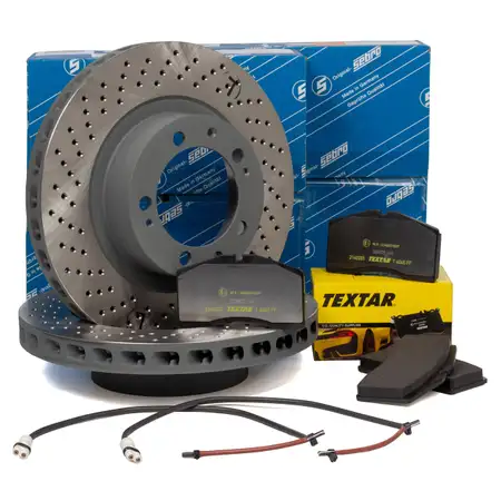 SEBRO Bremsscheiben + TEXTAR Bel&auml;ge + Wako PORSCHE 964 3.3/3.6 Turbo vorne