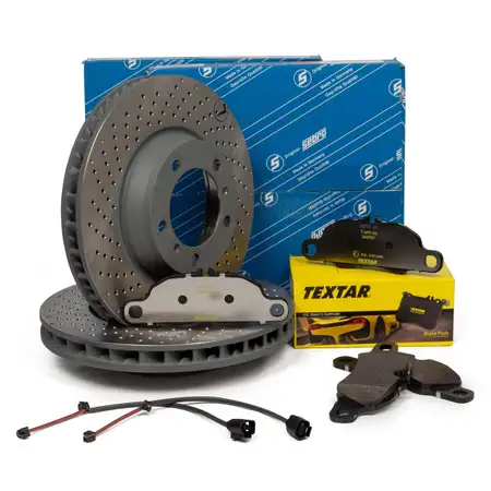 SEBRO Bremsscheiben + TEXTAR Bel&auml;ge PORSCHE 718 Boxster Cayman (982) 2.0 vorne