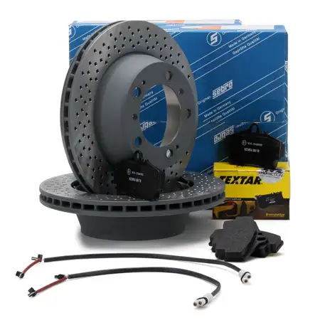 SEBRO Bremsscheiben + TEXTAR Bel&auml;ge PORSCHE 911 996 997 3.4/3.6 Carrera hinten