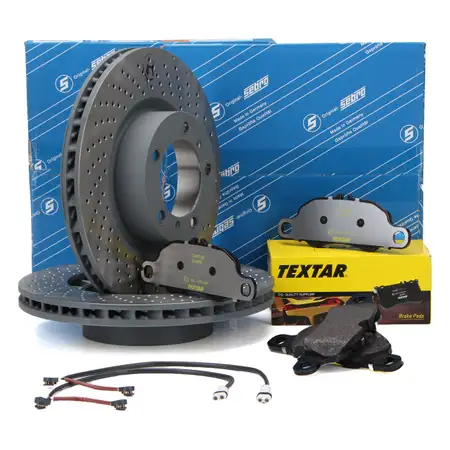 SEBRO Bremsscheiben + TEXTAR Bel&auml;ge PORSCHE 911 (997) 3.6 Carrera 4 345 PS vorne