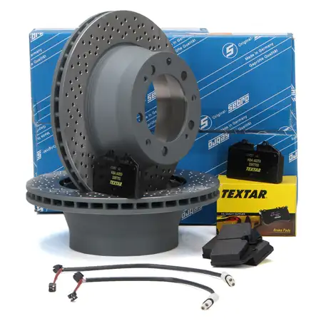 SEBRO Bremsscheiben + TEXTAR Bel&auml;ge PORSCHE 911 (964) 3.6 Carrera / RS hinten