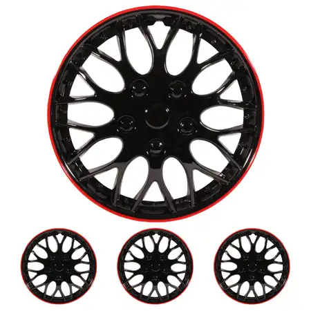 4x Radkappen Radblenden MIAMI SCHWARZ ROT BLACK RED 16 Zoll (4 St&uuml;ck)