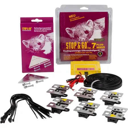 STOP &amp; GO Marderschutz Marderabwehr Typ 7 PLUS-MINUS SKT + Befestigungswinkel