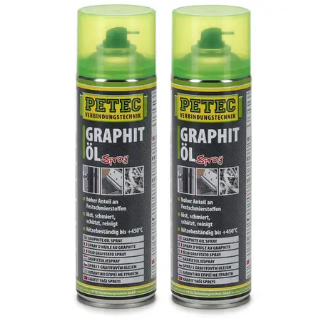 PETEC 72250 Grafitspray Graphit-&Ouml;l Spray Schmiermittel Spraydose 2x 500ml