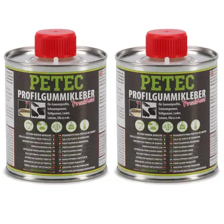 2x 350ml PETEC 9385 Gummiklebstoff Profilgummikleber Pinseldose GELB-TRANSPARENT