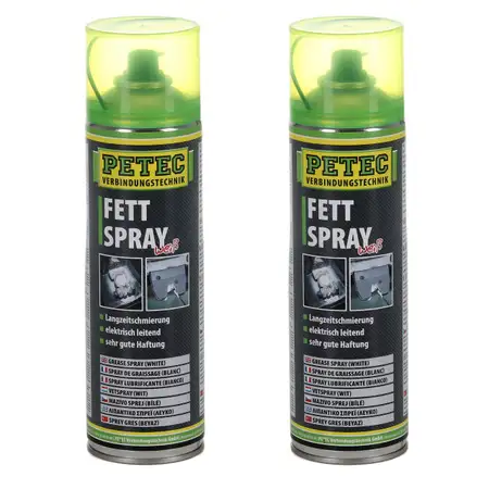 PETEC 70250 Fettspray Spr&uuml;hfett Schmierfett wei&szlig; 2x 500ml