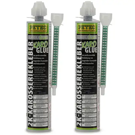 2x PETEC KaroGlue 2K-Karosseriekleber Karosserieklebstoff + Mischrohr 195ml