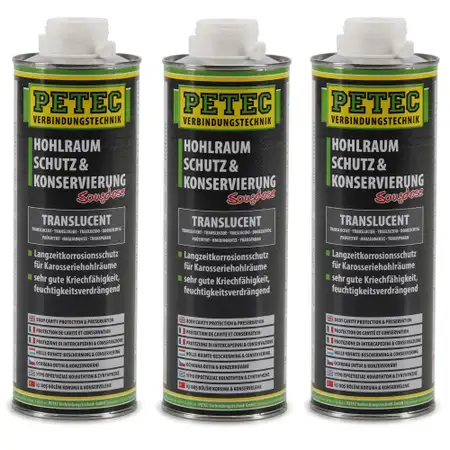 3x 1L PETEC 73510 Hohlraumschutz &amp; Konservierung Hohlraumversiegelung Saugdose