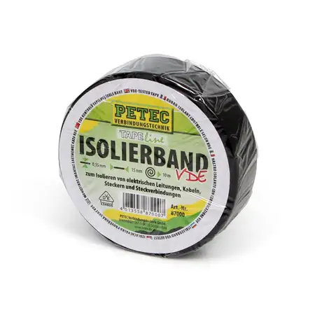 PETEC 87000 Isolierband VDE Klebeband Isolier-Tape ISO-Band 15mm x 10m SCHWARZ