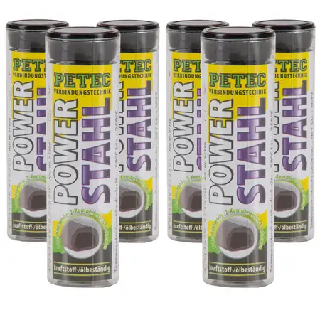 6x 50g PETEC 97350 Power Stahl 2-Komponenten-Knetmasse Metall-Klebstoff