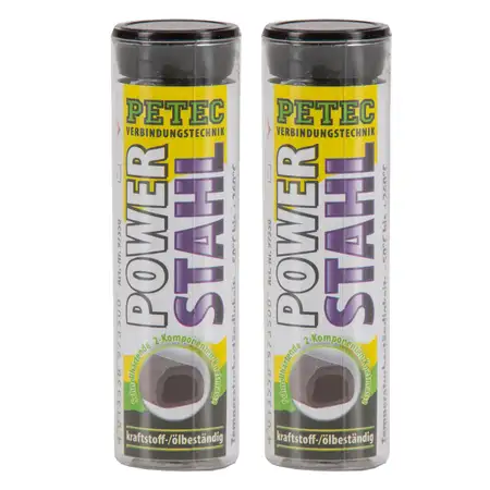 2x 50g PETEC 97350 Power Stahl 2-Komponenten-Knetmasse Metall-Klebstoff