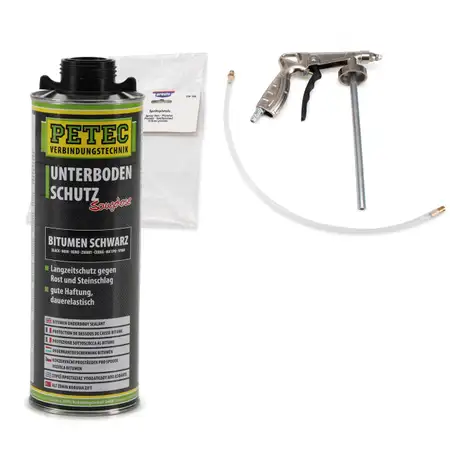 PETEC 73110 Unterbodenschutz BITUMEN SCHWARZ Saugdose 1 Liter + Spr&uuml;hpistole