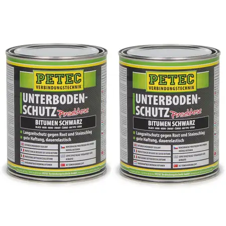 PETEC 73100 Unterbodenschutz Pinseldose BITUMEN SCHWARZ 2x 1000ml 1 Liter