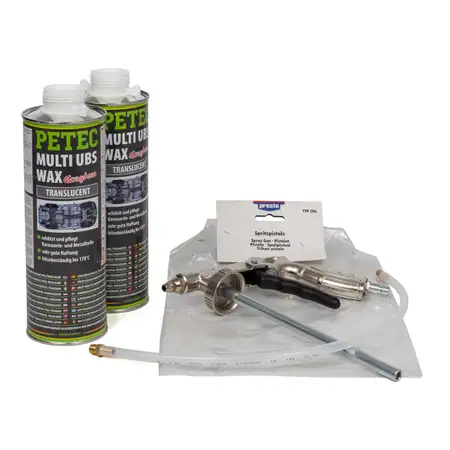 PRESTO Spr&uuml;hpistole + PETEC MULTI UBS-WAX Saugdose Unterbodenschutz 2 Liter
