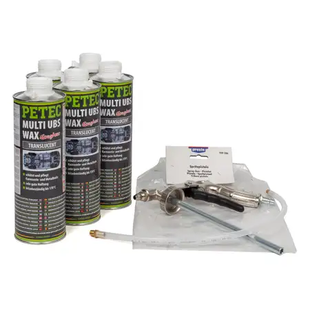 PRESTO Spr&uuml;hpistole + PETEC MULTI UBS-WAX Saugdose Unterbodenschutz 5 Liter