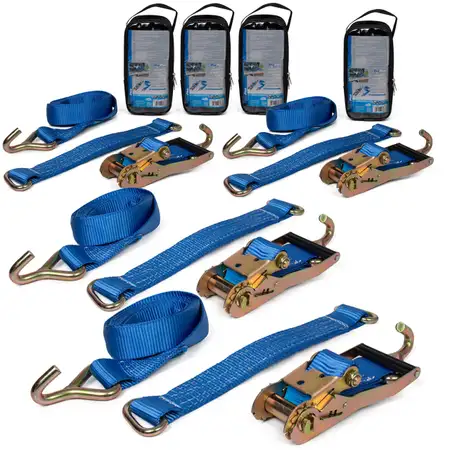 4x PROPLUS Spanngurt-Set f&uuml;r Autotransport Transportgurt Reifengurt 1000kg 3,87m