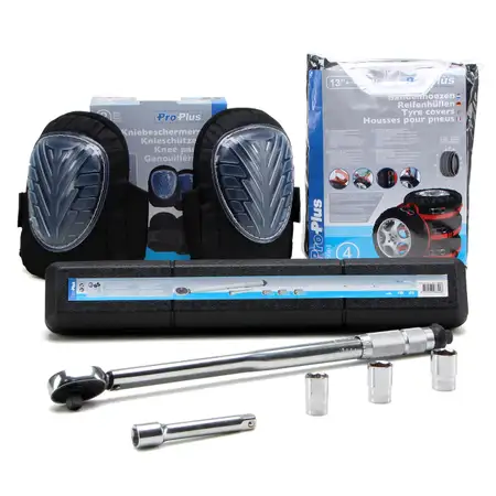 PROPLUS Drehmomentschl&uuml;ssel + 2x Kniesch&uuml;tzer + 4x Reifensack 13-18'' bis 240mm