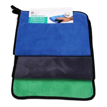 ROCCO 0123 Premium Mikrofasertuch Putztuch Poliertuch 3-teilig 40 x 30cm