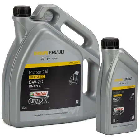 CASTROL Motor&ouml;l &Ouml;l GTX RN-SPEC 0W-20 0W20 f&uuml;r Renault RN17FE - 6L 6 Liter