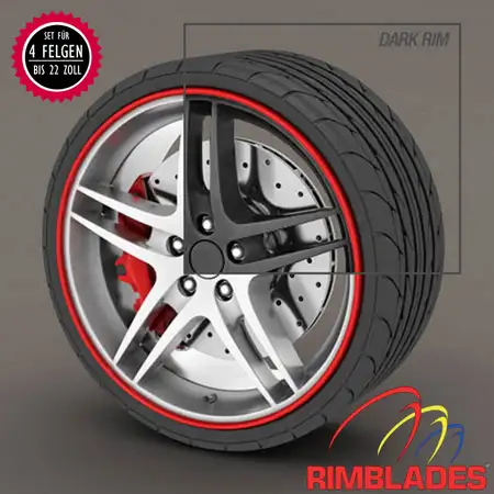 RIMBLADES Flex Felgenschutz Rim Protector &amp; Styling ROT bis 22 Zoll