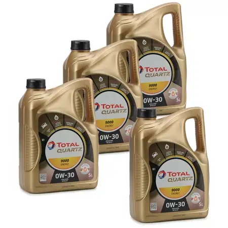 4x5L TOTAL QUARTZ 9000 ENERGY 0W-30 Motor&ouml;l MB 229.5 VW 502.00 505.00 - 20 Liter
