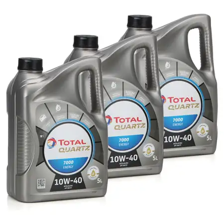 TOTAL QUARTZ 7000 ENERGY 10W-40 Motor&ouml;l 3x 5L = 15 Liter 10W40 VW 501.01/505.00