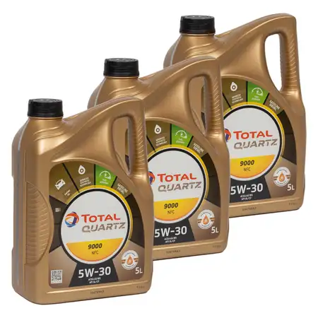 TOTAL QUARTZ 9000 FUTURE NFC 5W-30 Motor&ouml;l 3x 5L = 15 Liter FORD WSS-M2C913-D