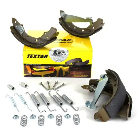 TEXTAR Bremsbacken + Federn Satz f&uuml;r Audi A2 VW Fox Golf 2 3 Lupo Polo UP Vento
