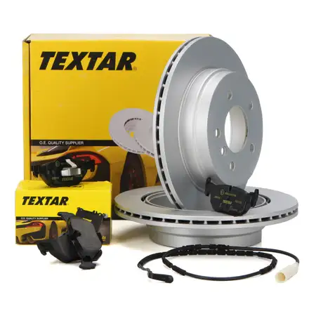 TEXTAR Bremsscheiben + Bel&auml;ge + Wako f&uuml;r BMW 1er E81 3er E90 E93 E92 E91 hinten