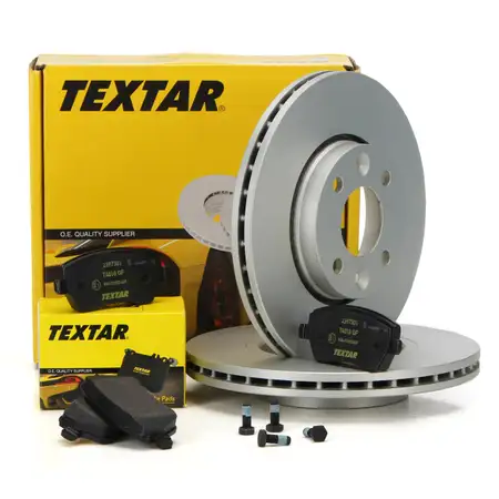 TEXTAR Bremsscheiben + Bremsbel&auml;ge f&uuml;r RENAULT CLIO III MODUS THALIA II vorne