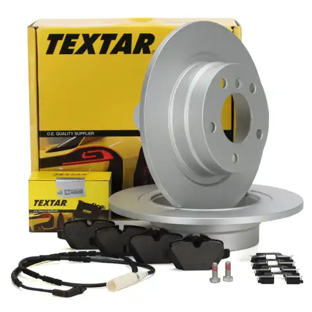 TEXTAR Bremsscheiben + Bremsbel&auml;ge + Wako BMW E81 E87 E90 E92 bis 02.2010 hinten