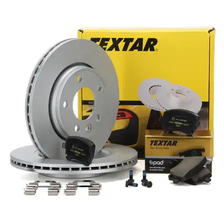 TEXTAR Bremsen Bremsscheiben + epad CERAMIC Bremsbel&auml;ge + Wako f&uuml;r VW T5 hinten