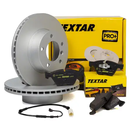 TEXTAR Bremsscheiben + Bel&auml;ge + Wako BMW 1er E81-88 3er E90-93 ab 03.2010 vorne