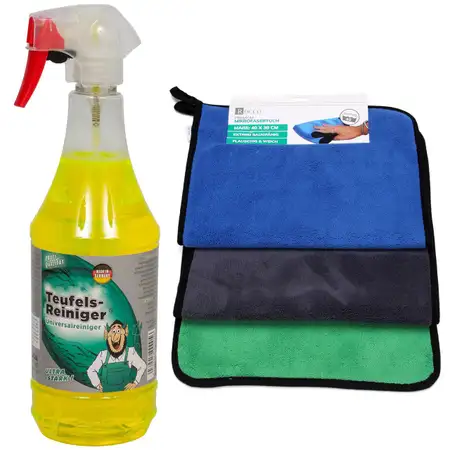 TUGA Teufels-Reiniger Universalreiniger ULTRA STARK 1L + 3x ROCCO Mikrofasertuch