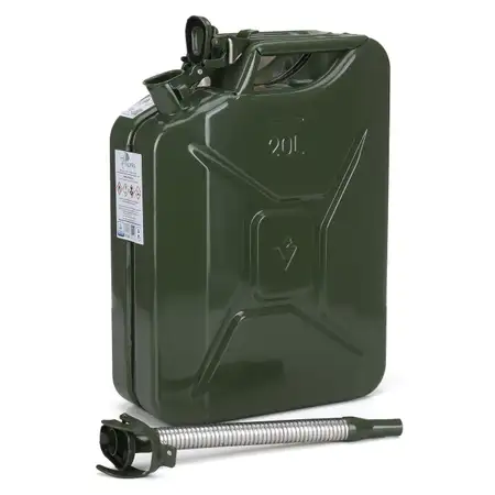 VALPRO Kanister Benzinkanister METALL 20 Liter + Einf&uuml;llstutzen Ausgie&szlig;er BENZIN