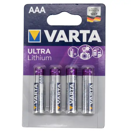 4x VARTA Batterien Batteriesatz ULTRA Lithium AAA Micro 1,5 V