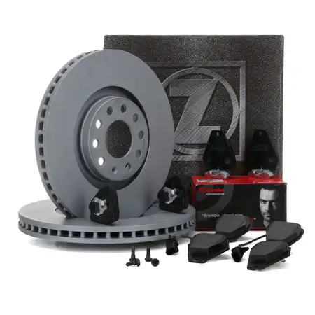 ZIMMERMANN Bremsscheiben + BREMBO Bremsbel&auml;ge + Wako AUDI S4 (B5) A6 (C5) vorne