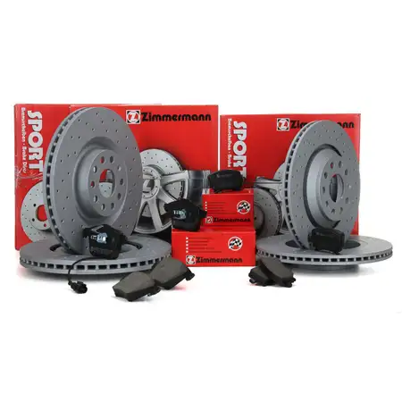 Zimmermann SPORT Bremsscheiben Bel&auml;ge AUDI A3 3.2 V6 VW GOLF V R32 vorne hinten