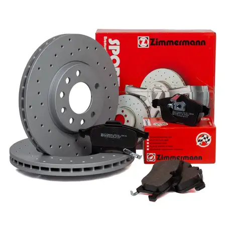 Zimmermann SPORT Bremsscheiben + Bel&auml;ge f&uuml;r OPEL ASTRA H CORSA C ZAFIRA B vorne