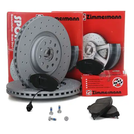 Zimmermann SPORT Bremsscheiben Bel&auml;ge Wako AUDI S3 8V VW GOLF 7 GTI PASSAT vorne
