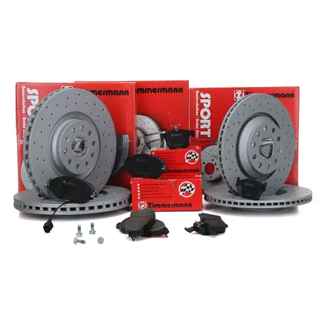 Zimmermann SPORT Bremsscheiben Bel&auml;ge Wako AUDI S3 8V GOLF 7 GTI R vorne+hinten