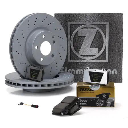 ZIMMERMANN Bremsscheiben + TEXTAR Ceramic Bel&auml;ge + Wako MERCEDES W211 S211 vorne