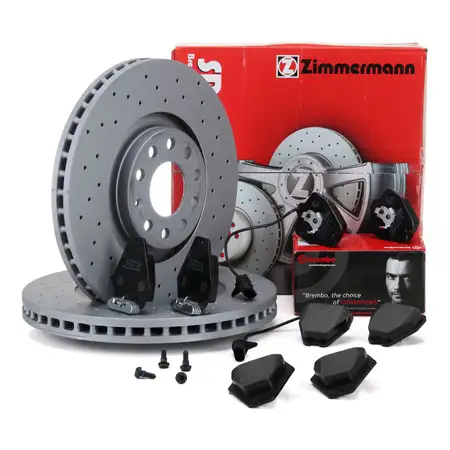 Zimmermann SPORT Bremsscheiben + BREMBO Bel&auml;ge + Wako AUDI S4 (B5) A6 (C5) vorne