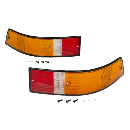 2x R&uuml;cklichtglas SCHWARZ EU-Version f&uuml;r PORSCHE 911 1970-1990 links + rechts