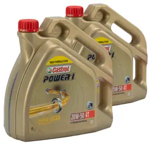 CASTROL Motor&ouml;l &Ouml;l POWER 1 20W-50 4T 4-TAKT Motorrad API SN JASO MA-2 - 8 Liter