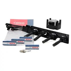 BBT Z&uuml;ndspule BREMI Z&uuml;ndkabelsatz 4x BOSCH Z&uuml;ndkerze VW GOLF 4 LUPO POLO 1.4 1.6
